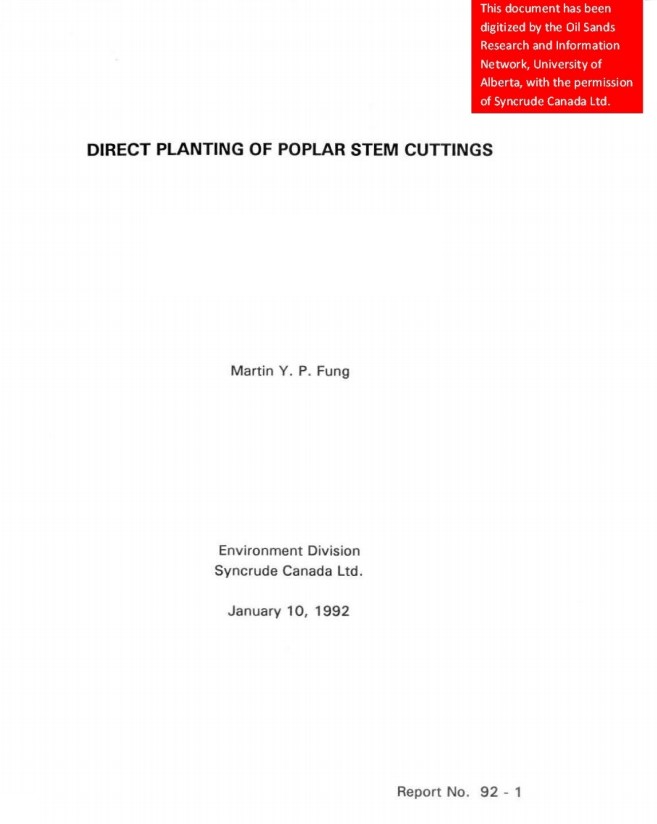 Direct Planting Of Poplar Stem Cuttings Canadian Conservation And 